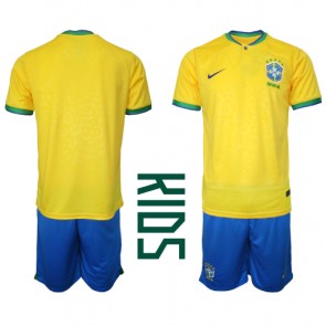 Brazil Replica Home Stadium Kit for Kids World Cup 2022 Short Sleeve (+ pants)